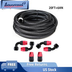 20FT Nylon Braided CPE Fuel Line Hose Kit with 6AN Aluminum Fittings