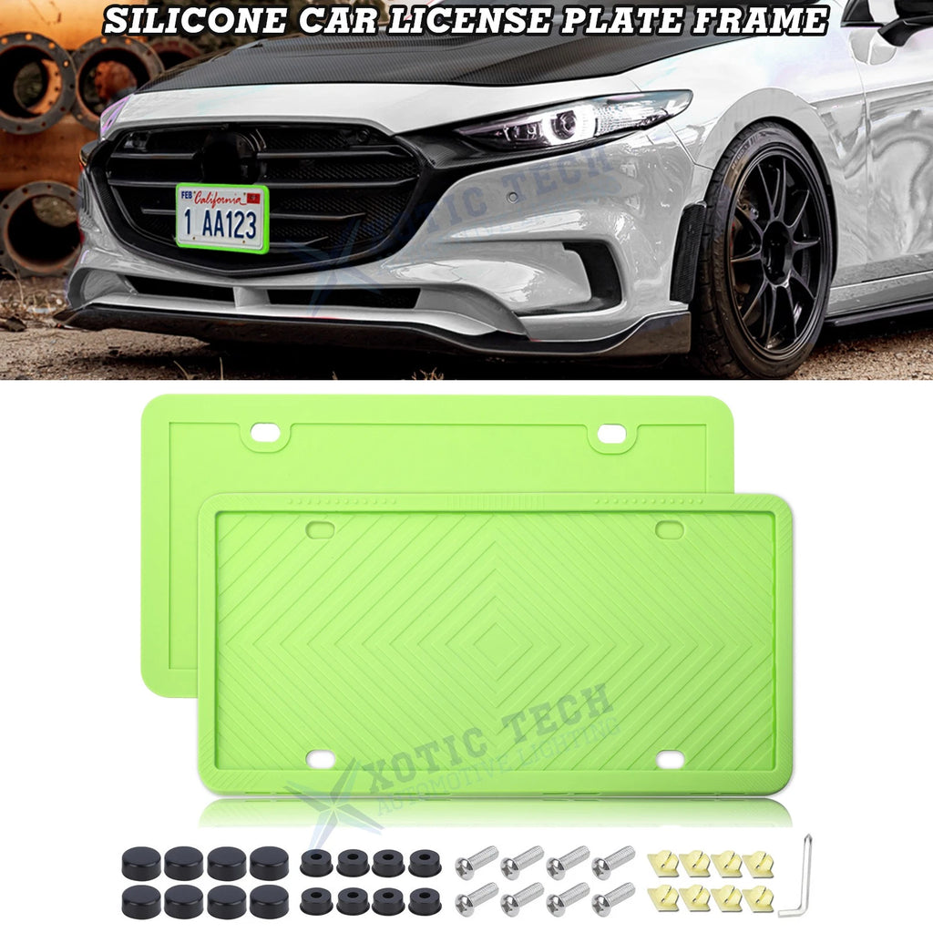 2-Pack Universal License Plate Frame for Green Silicone (—)