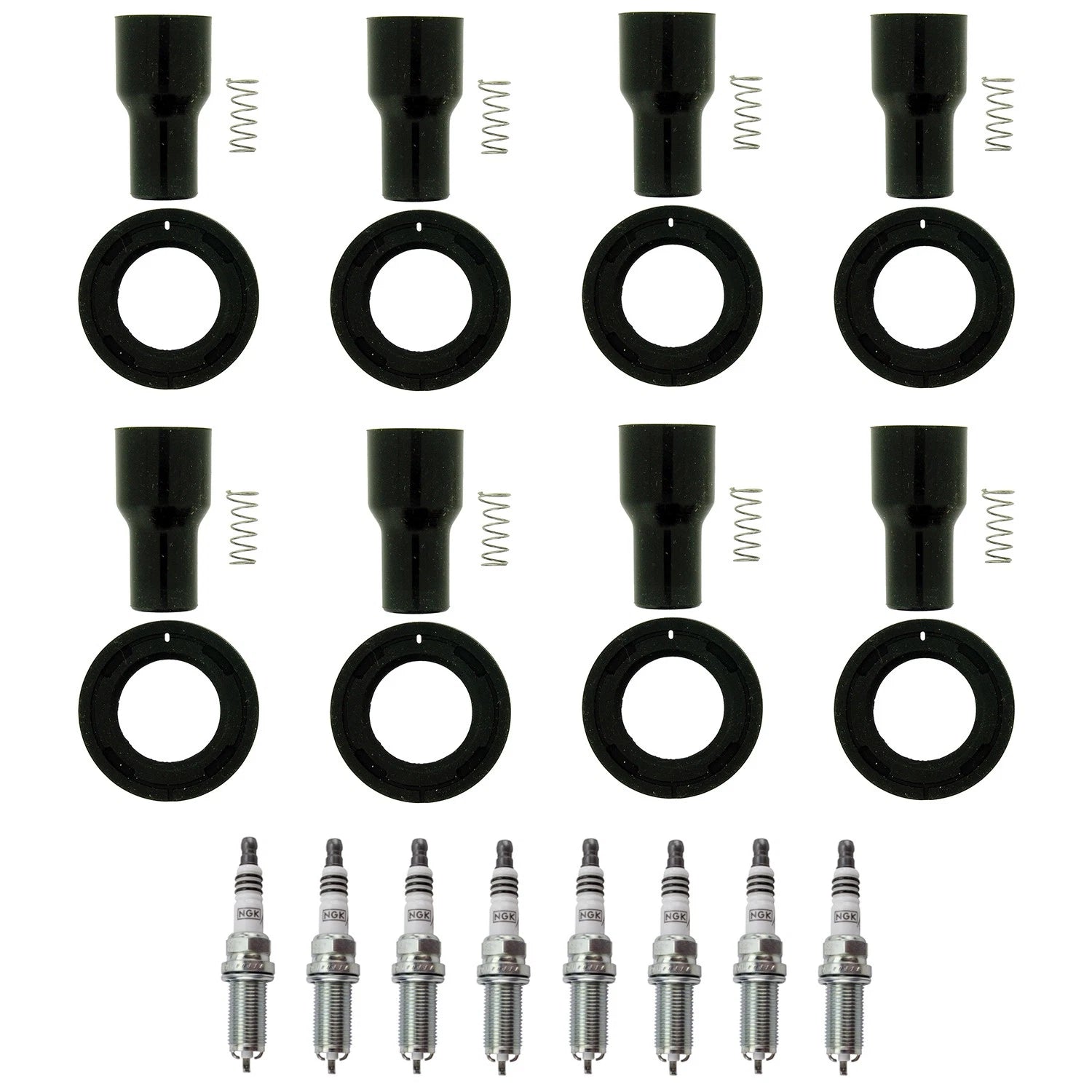 Set of 8 NGK Laser Iridium Spark Plugs & Coil Boots for IS F LS460 LS600h (2008–2017)