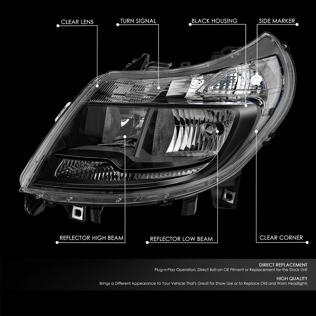 OE Style Black Housing Clear Corner Headlight for Ram Promaster 1500-3500 (2014–2022)