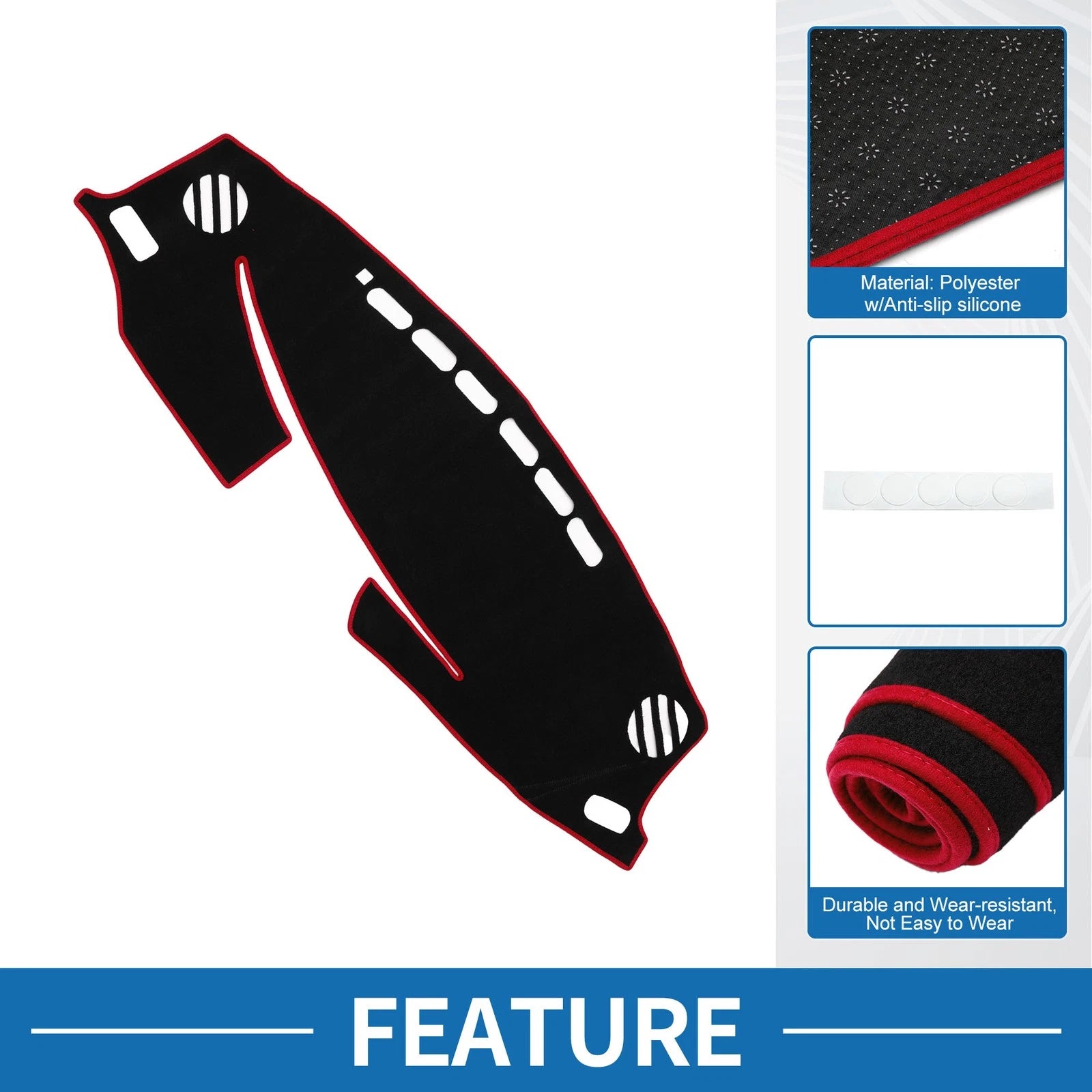 Dashboard Cover Mat for Lexus ES ES350 ES300h (2013–2021) Black Red