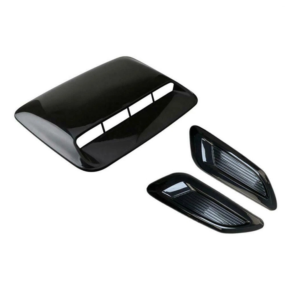 3X Glossy Black Air Flow Intake Hood Scoop Vent Cover for Universal Fit