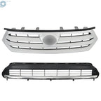 Front Upper & Lower Grille for Toyota Highlander (2011-2013) Silver/Black
