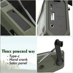 Emergency Hand Crank Radio Bluetooth FM DAB Flashlight Power Bank Charger