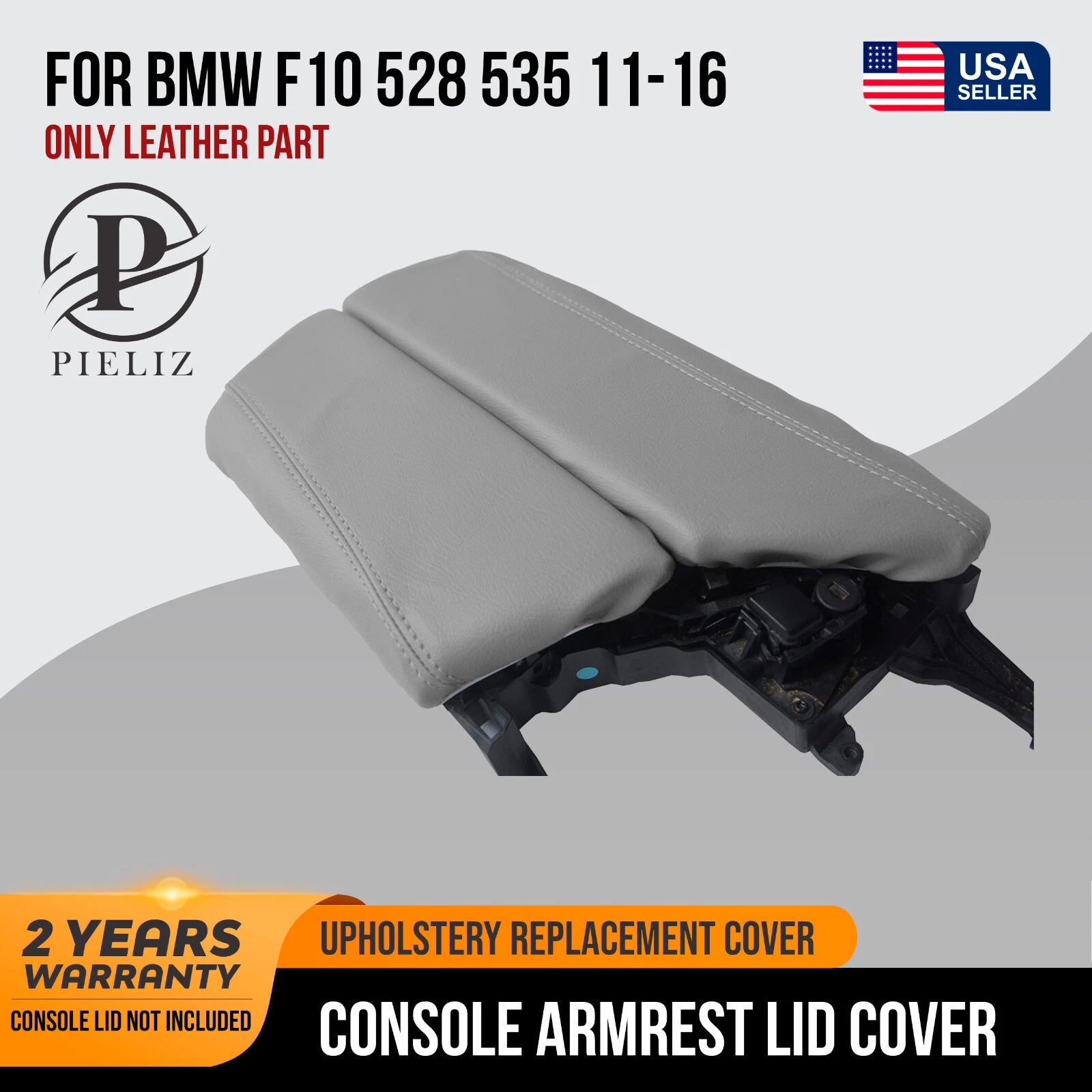 Leather Console Lid Armrest Cover for BMW F10 528 535 (2011–2016) Gray
