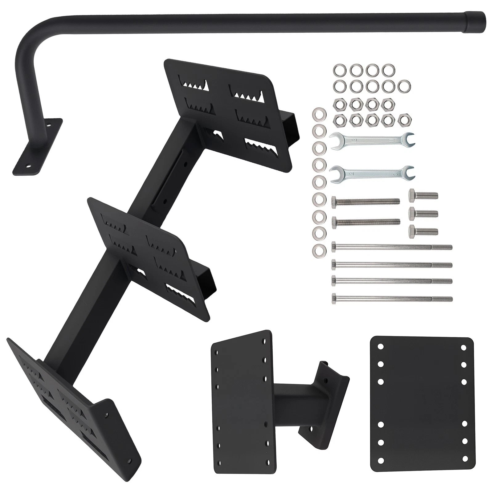 Universal 3-Step Trailer Tongue Boarding Step Mount Steel Black