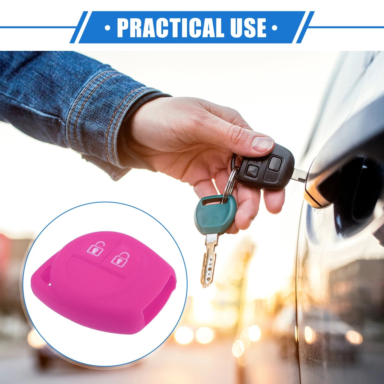 2X Key Fob Case Protector for Suzuki (2 Button) - Silicone Rose Red