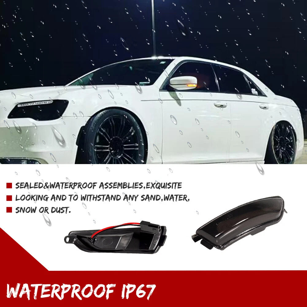 Sequential Amber Turn Signal Side Mirror LED Lights for Chrysler 300 (2023)