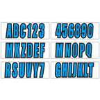 Set of 4 Custom 3" Blue Boat Registration Numbers & Letters Stickers