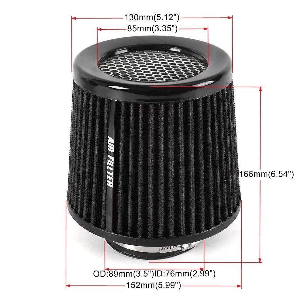 3" 76mm High Flow Inlet Cold Air Intake Filter for