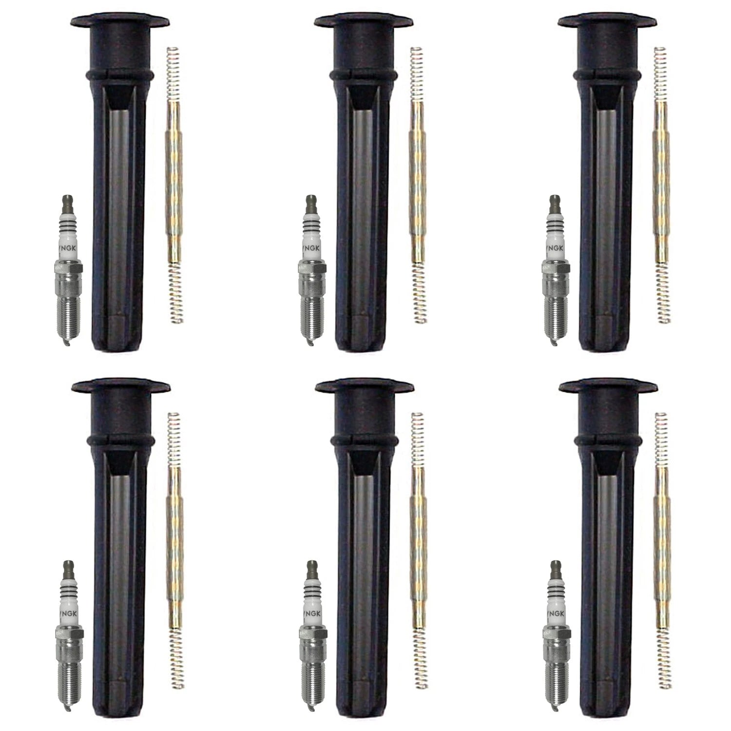 NGK 6 Iridium IX Spark Plugs & Denso Coil Boots for Sebring Stratus (1995–2006)