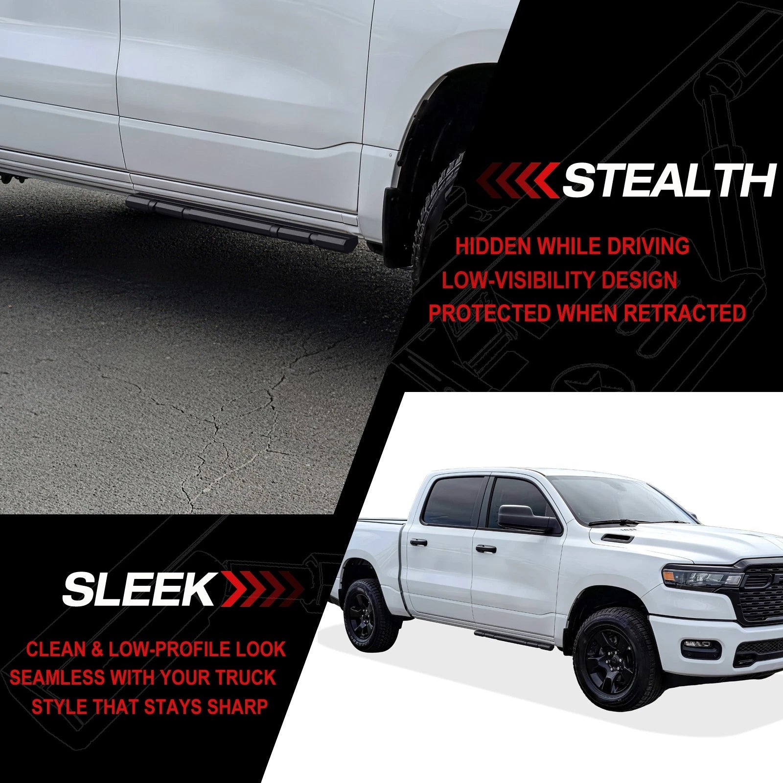 Power Running Boards for Dodge Ram 1500 Crew Cab (2019-2026)