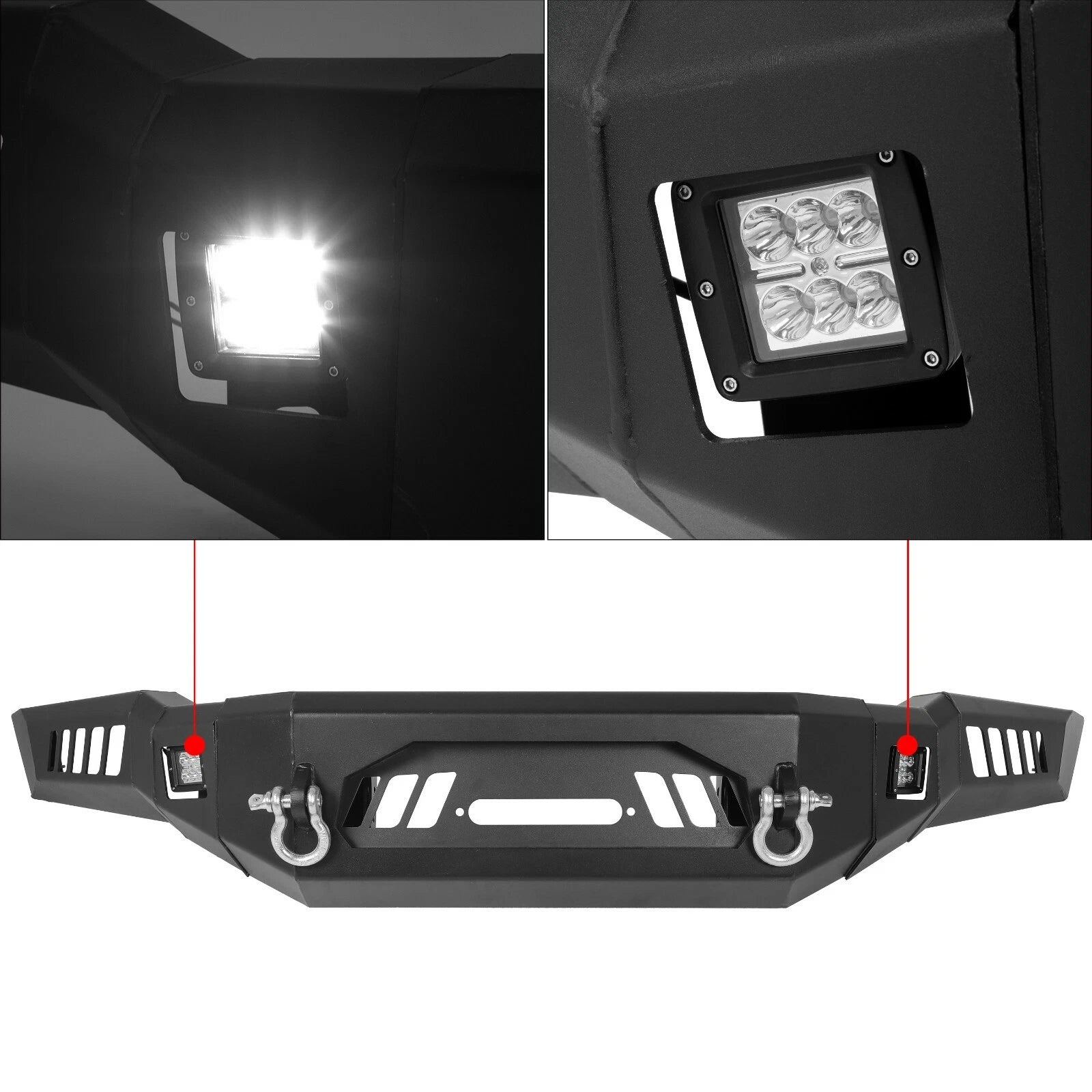 Front Bumper with LED Light D-Rings for Ford F-150 (2018-2020)