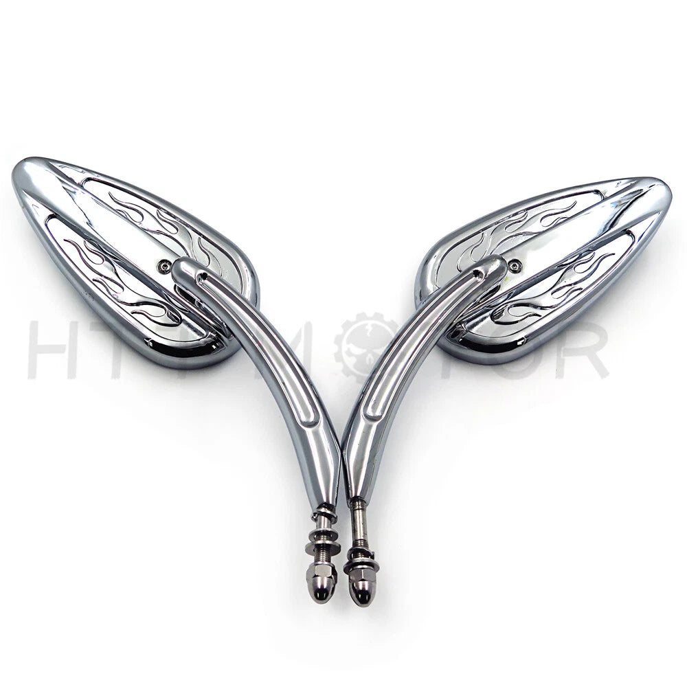 Pair Chrome Teardrop Racing Mirrors for Harley Street Bob Fat Bob (1982–2018)