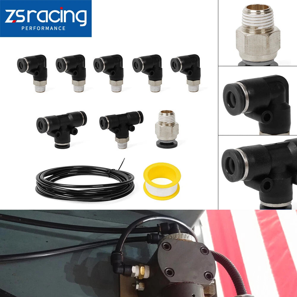 Set of 10 Air Hose Push to Connect Fittings for Automotive Applications
