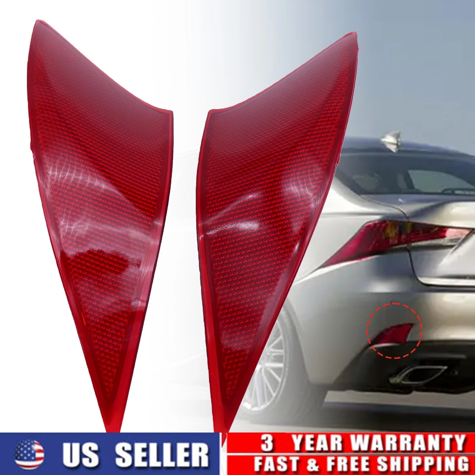 2X Rear Bumper Reflector LH+RH for Lexus IS250 IS350 F Sport (2014–2020) 8191053051