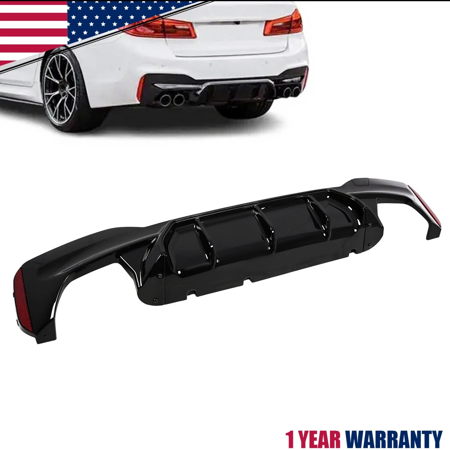 M5 Style Rear Diffuser for BMW G30 5 Series (2017–2023) Glossy Black