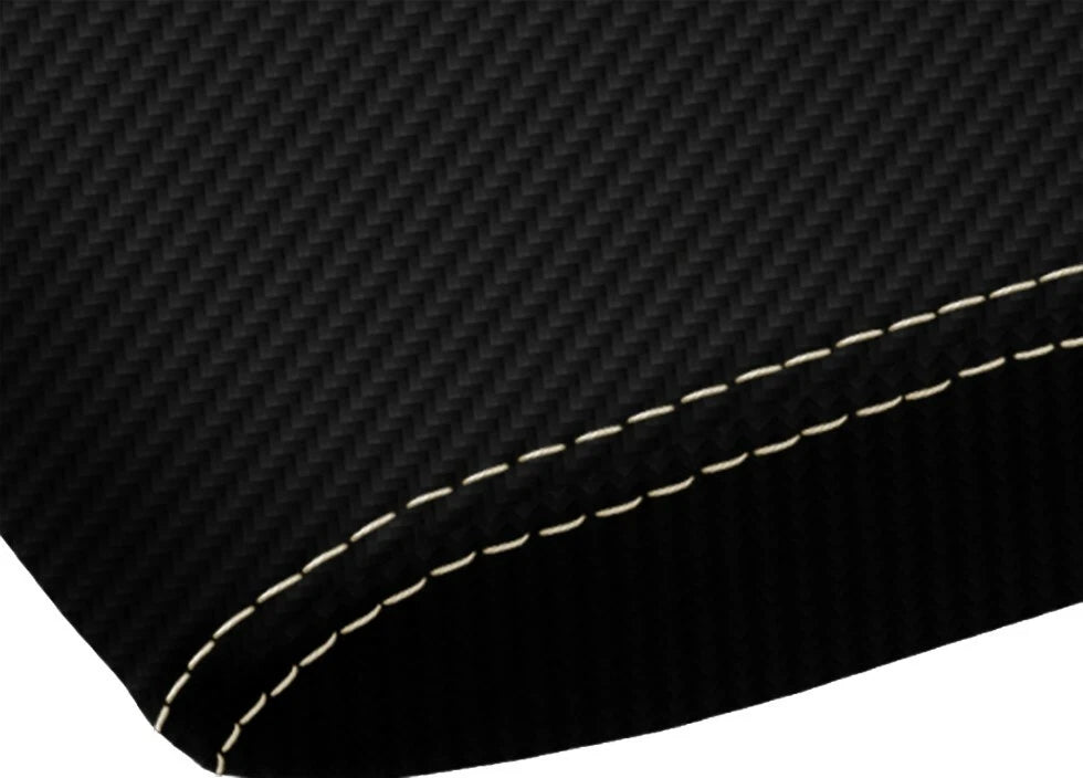 Console Lid Armrest Cover for Toyota 4Runner (1996–2002) Carbon Fiber Beige Stitch