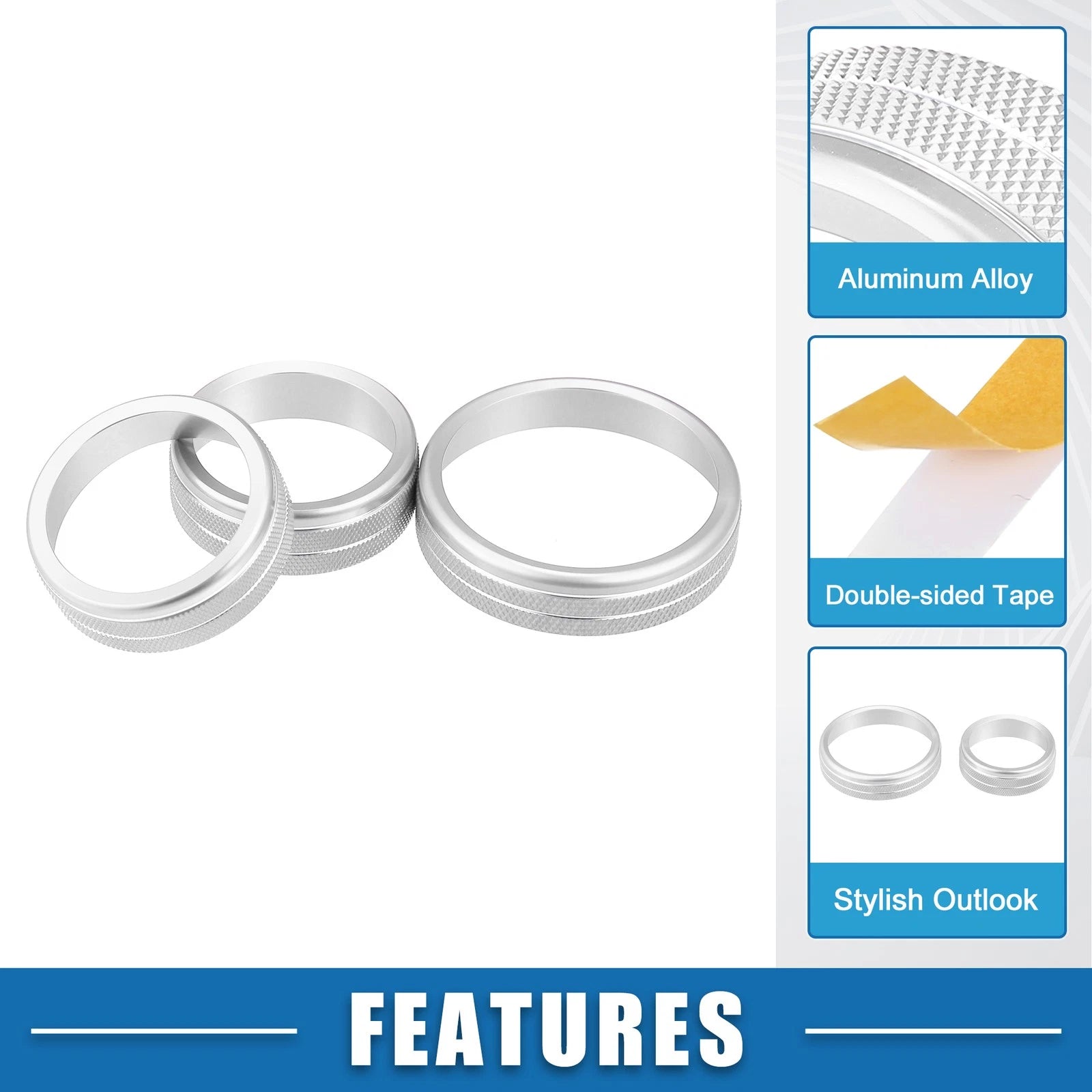 3pcs AC 4WD Mode Switch Knob Ring Cover for Nissan Rogue (2021–2022)