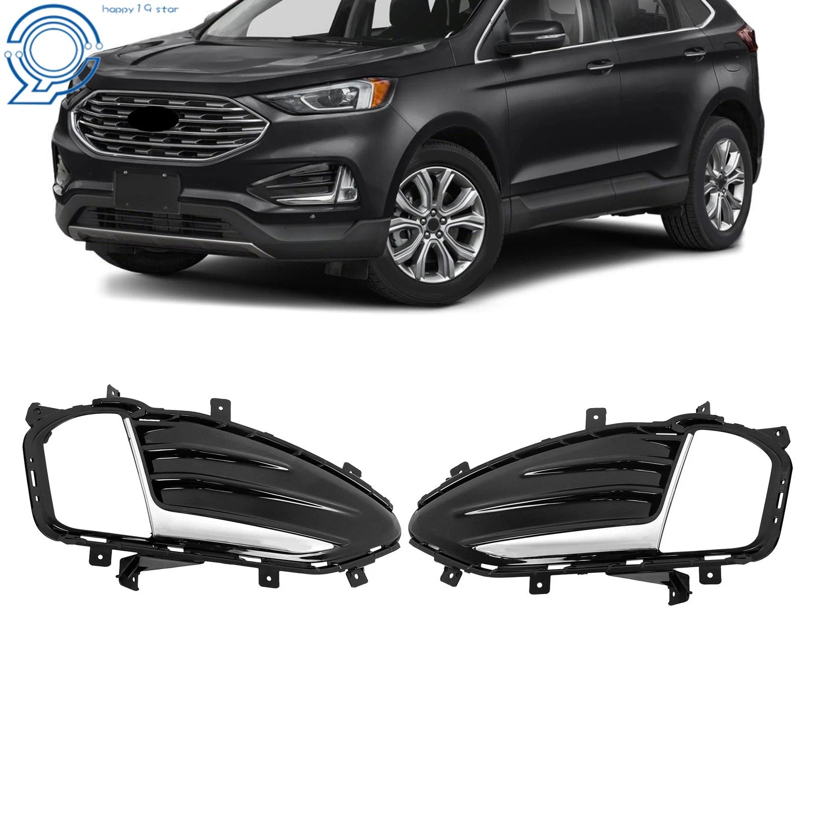Pair of Chrome Fog Light Covers for Ford Edge (2019-2022)