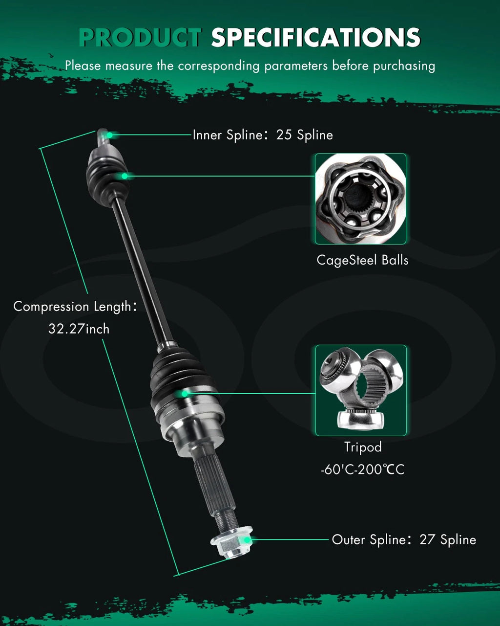 CV Axle Assembly for Ford Escape (2016–2019) Rear Left or Right