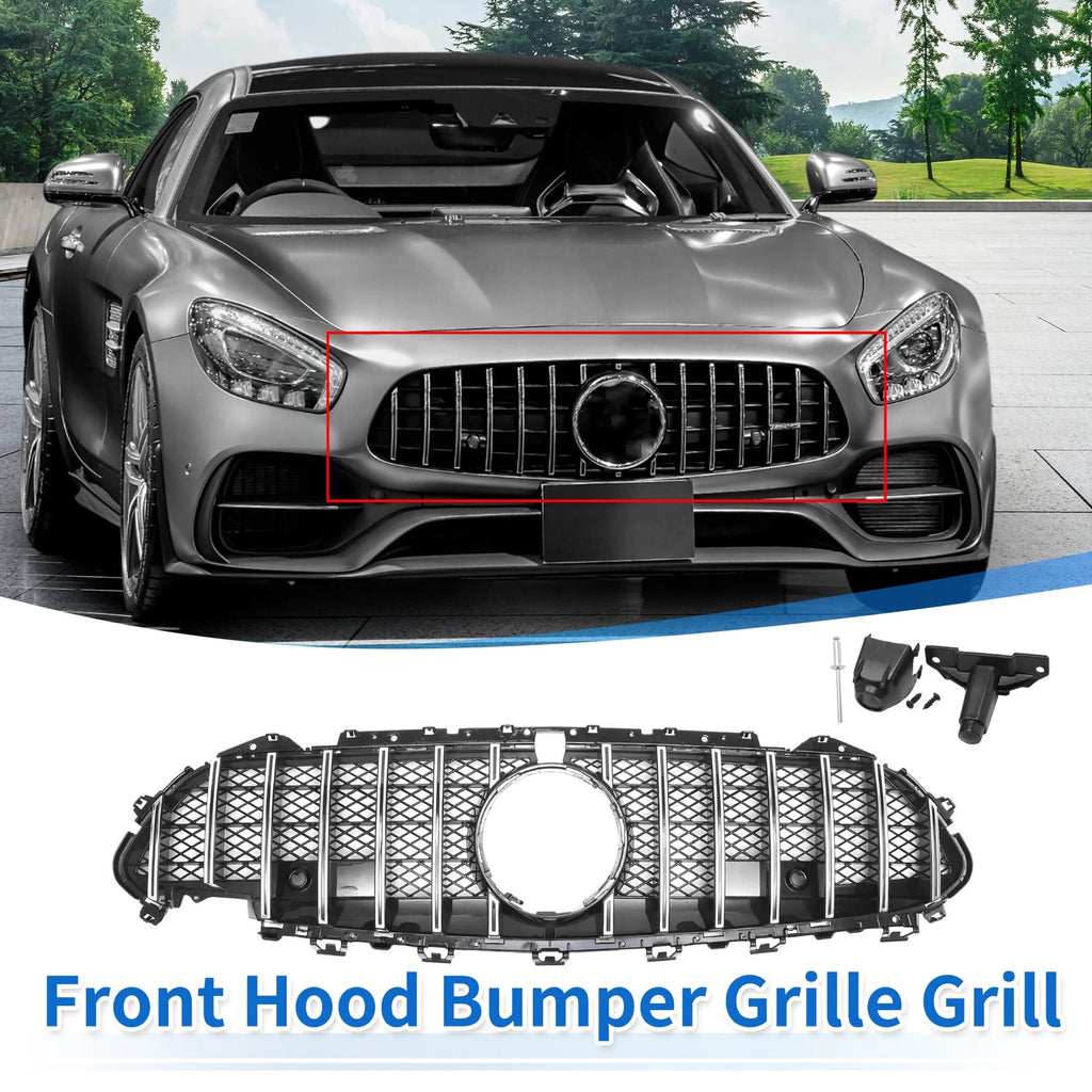 Front Upper Bumper Grille for Mercedes-Benz CLS450 (2019) Chrome Silver Tone