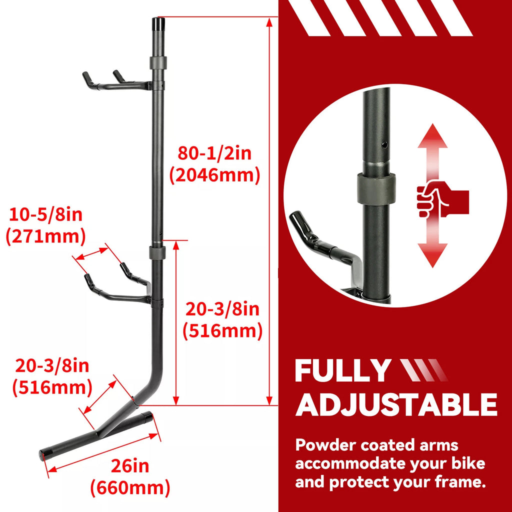 2 Bike Storage Rack for Vertical Gravity Hang (Adjustable Arm)