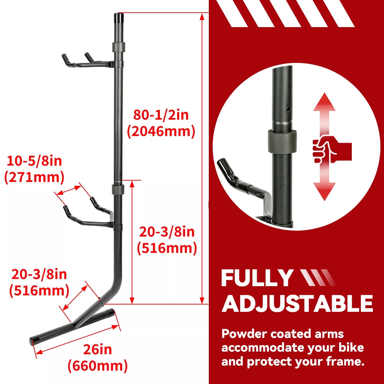 2 Bike Storage Rack for Vertical Gravity Hang (Adjustable Arm)