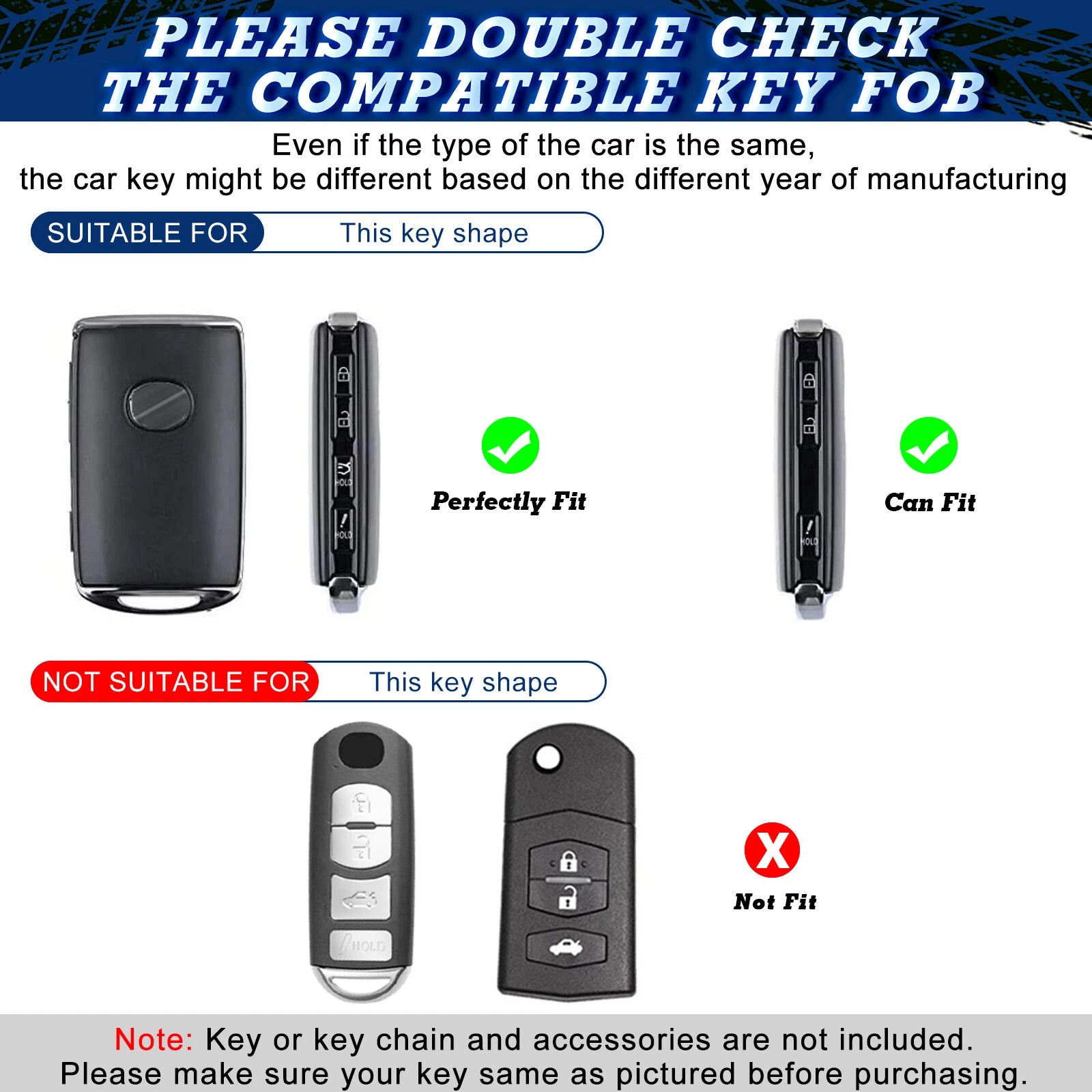 TPU Sand Leather Smart Key Shell with Keychain for Mazda (2014-2025)