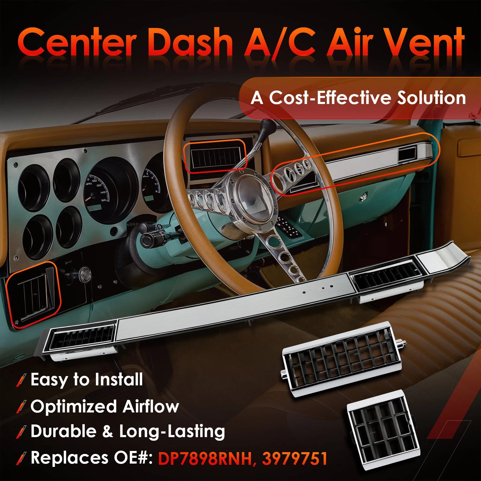 Center Dash A/C Air Vent Trim Plate for Chevy Silverado GMC C/K 1500 2500 (1981–1991)