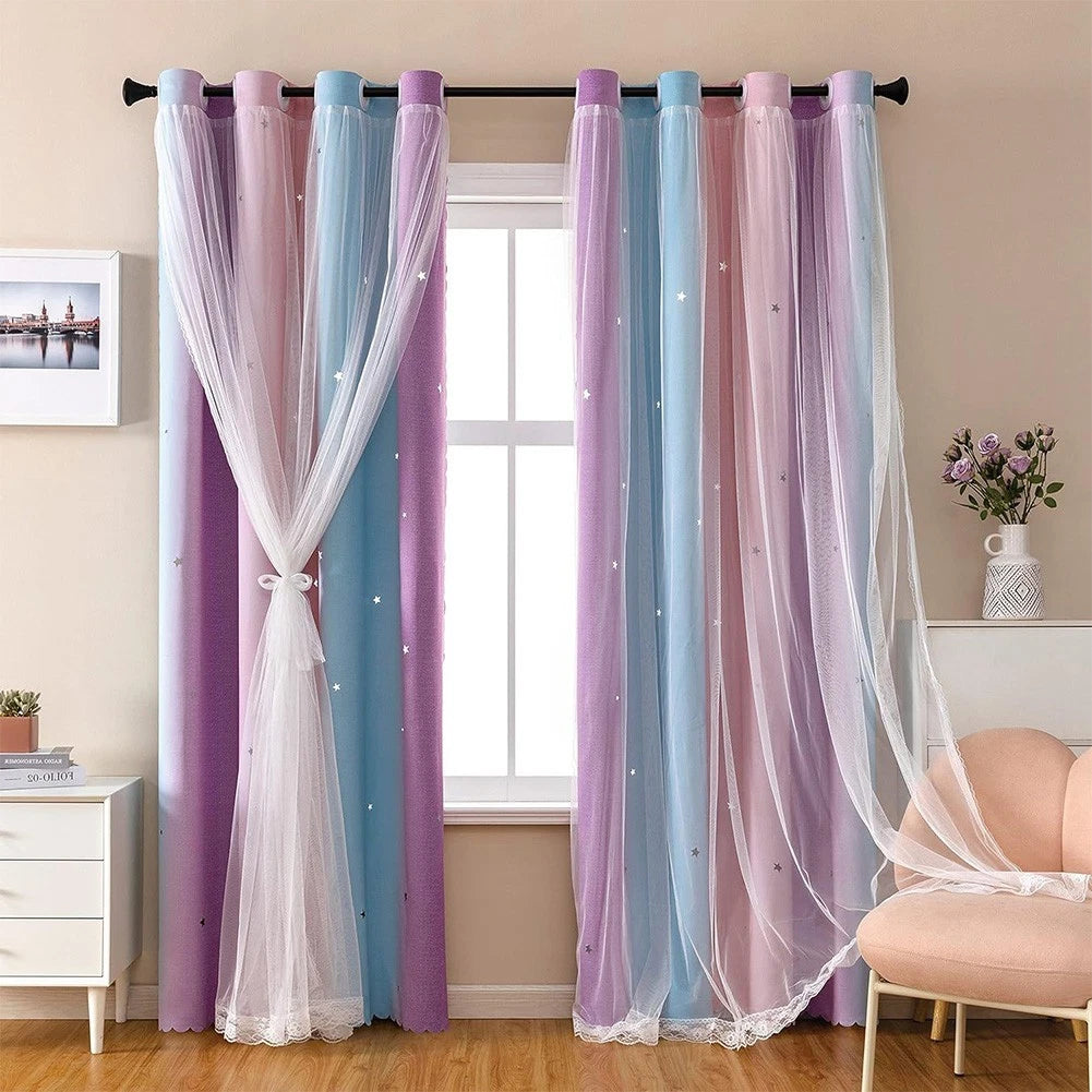 Blackout Curtains for Girls Room 52x63 Inches (Rod Pocket)