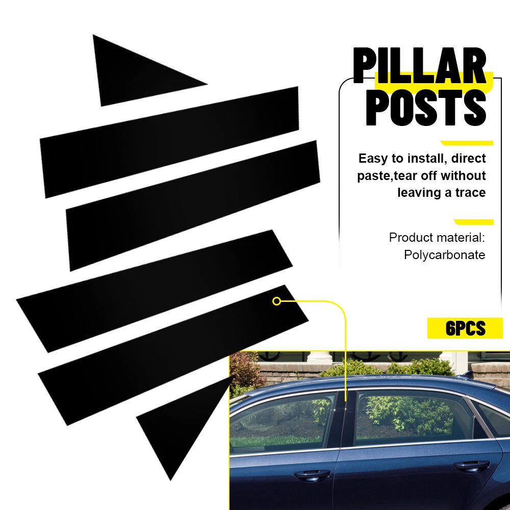 Set of 6 Black Door Window Cover Trim for VW Passat Sedan (2011–2019)