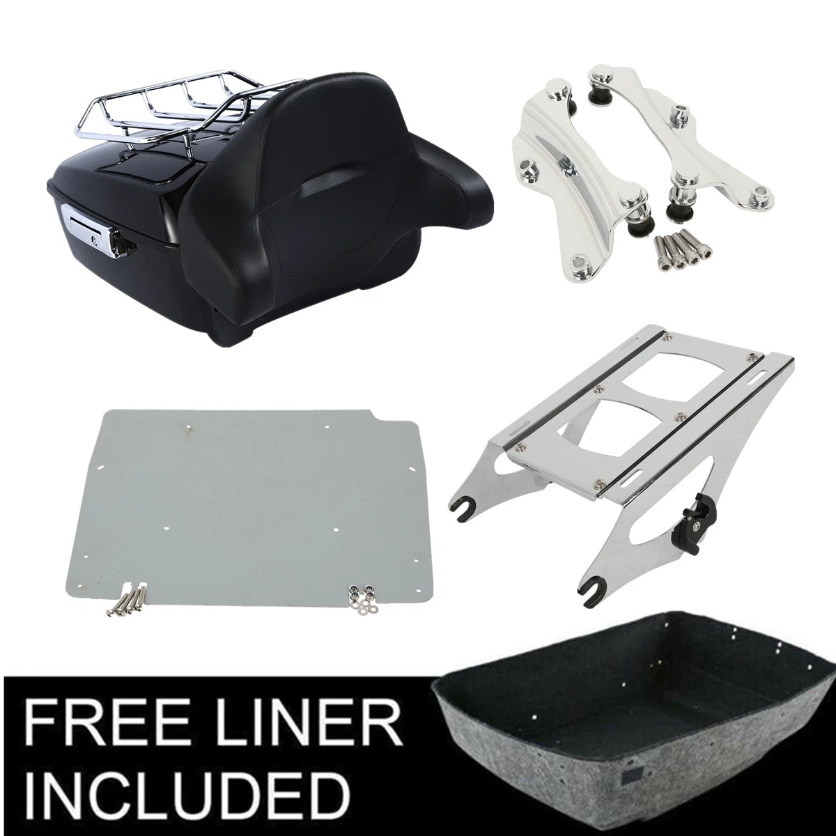 Trunk Pad Mount Rack Plate Docking Kit for Harley Touring Models (2014–2026)