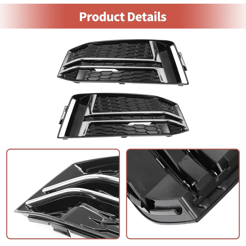 Pair Front Fog Light Grills for Audi A4 B9 S-Line (2017–2023) No.8W0807681F