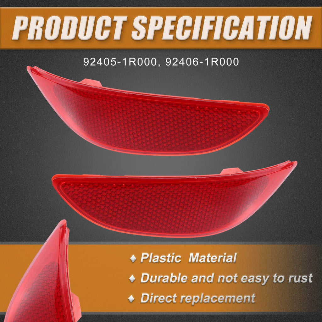 1 Pair Rear Bumper Reflector Light Cover for Hyundai Accent (2010–2017) 92405-1R000 Red
