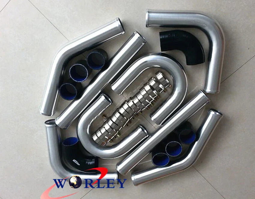2.5" Aluminum Universal Intercooler Turbo Piping Kit + Black Hose Kits