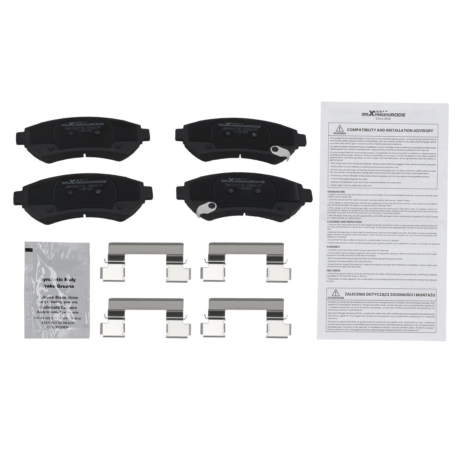 Front Ceramic Brake Pads Kit for Pontiac Grand Prix, Montana/Cadillac DeVille (1997–2007)