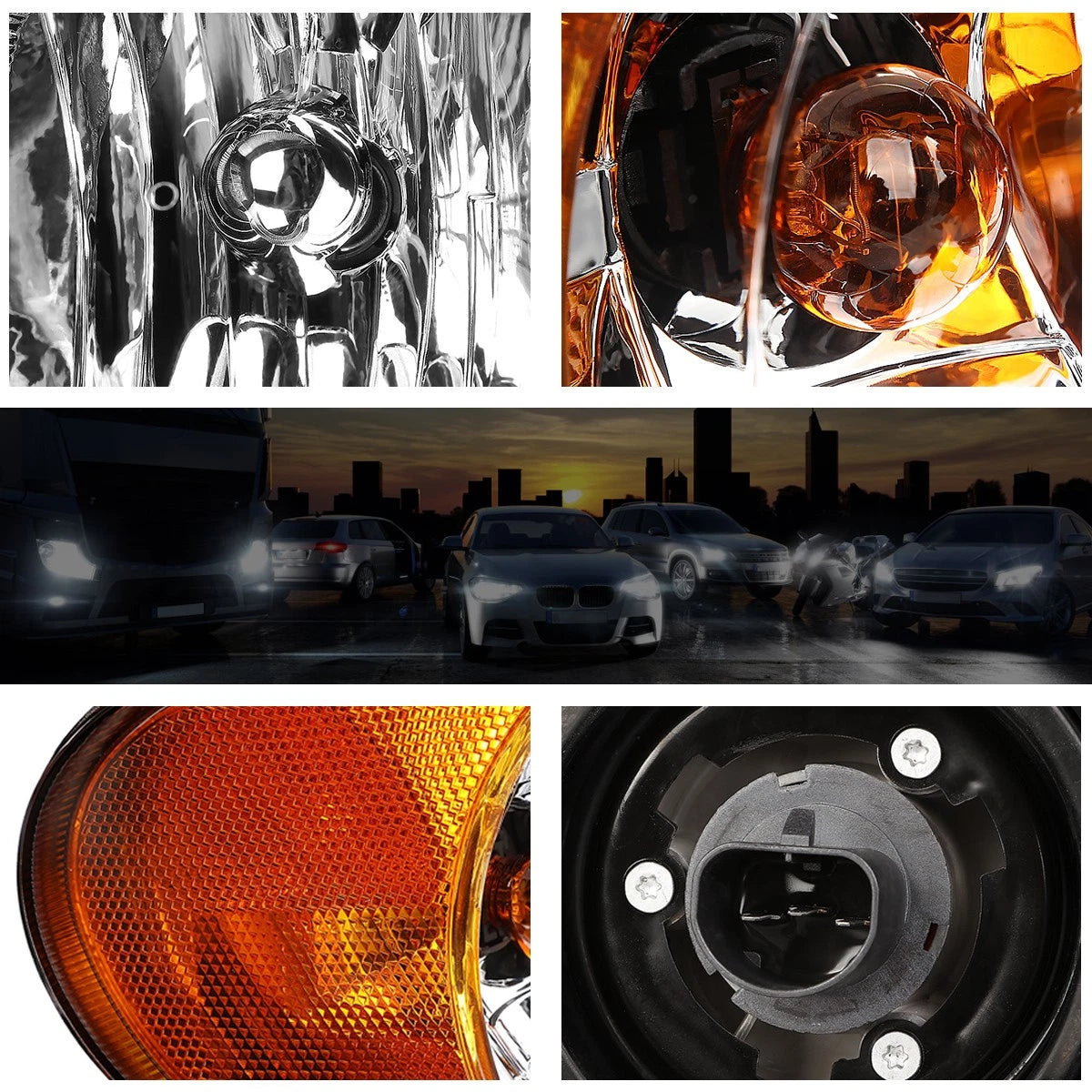 Set of 2 Amber Corner Smoked Headlight Lamps for Chevy Silverado/Avalanche (2003–2006)