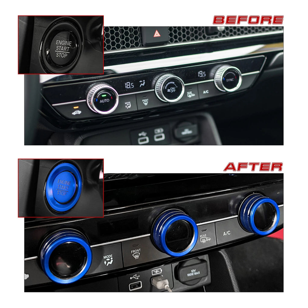 AC Knob Control and Engine Start Button Overlay Trim for Honda Civic (2022-2024)
