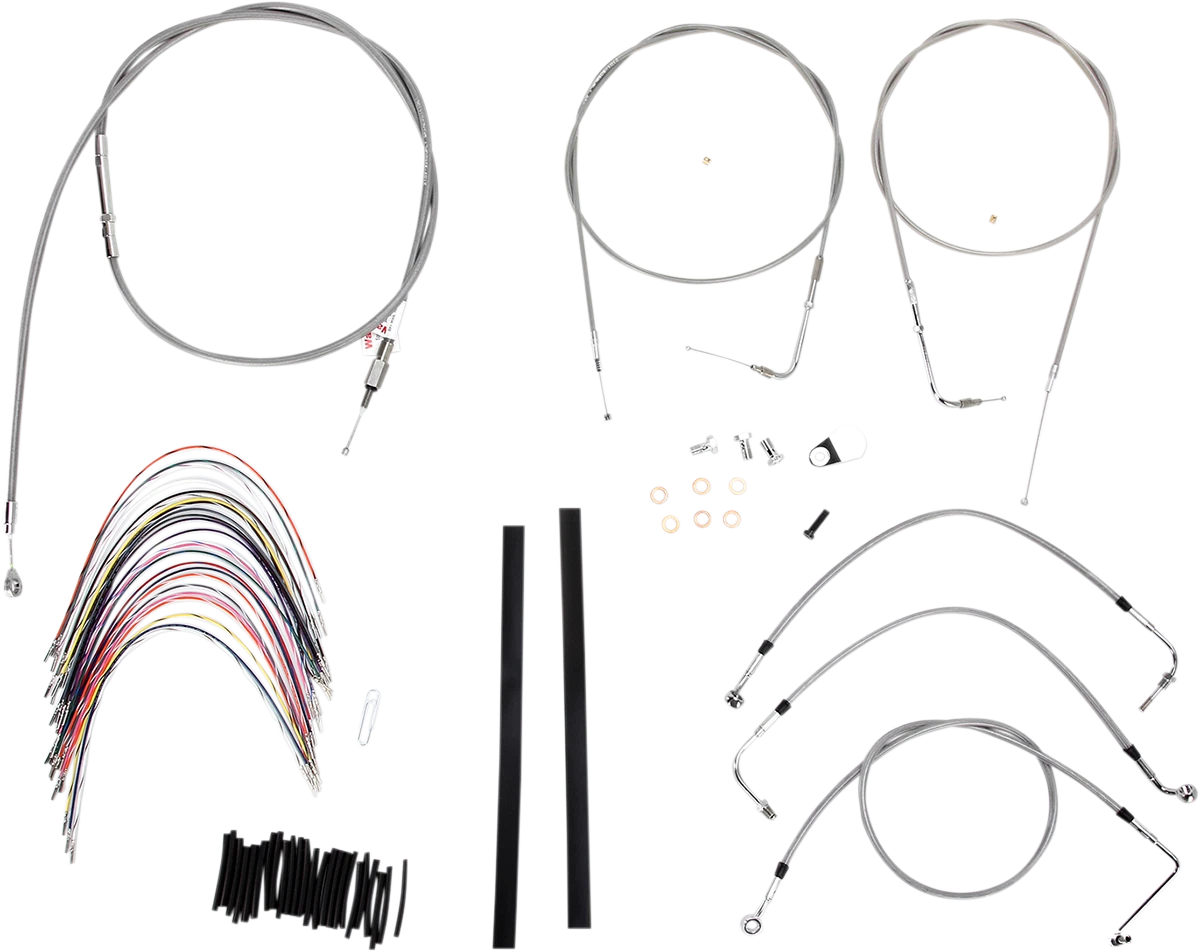 Complete Stainless Braided Handlebar Cable/Brake Line Kit for Harley (2014–2023)