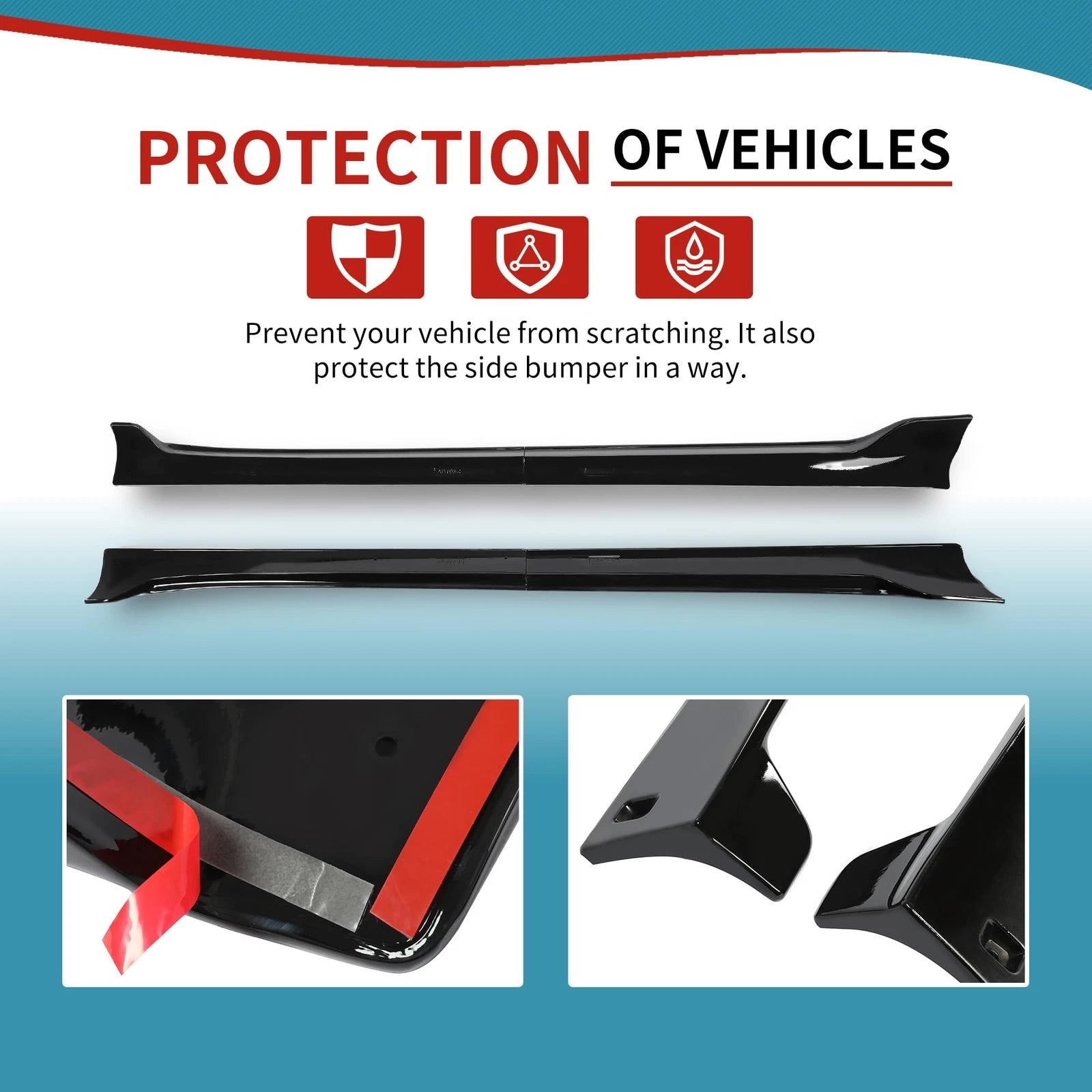 Side Skirts Extension Rocker Panel for Tesla Model 3 (2017–2023) Glossy Black