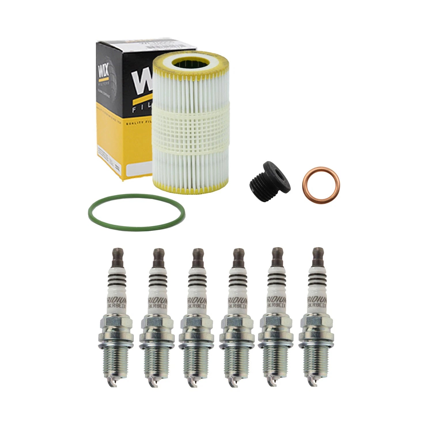 Wix Engine Oil Filter & NGK 6 Iridium IX Spark Plugs for Audi A6 A7 (2012–2018)