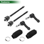 6X Front Suspension Kit Inner Outer Tie Rod Ends with Boots for Ford F-150 