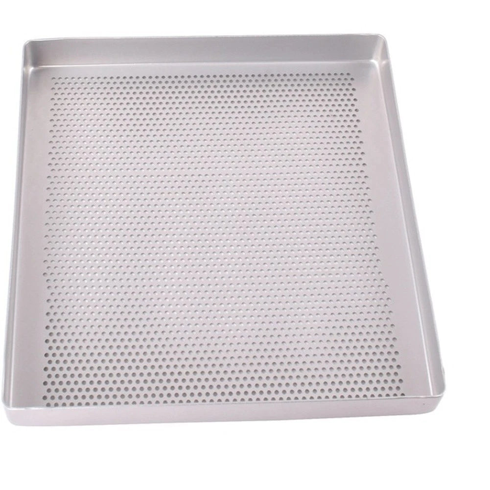 Set of 2 Perforated Aluminum Baking Pans 28x28cm Non-Slip