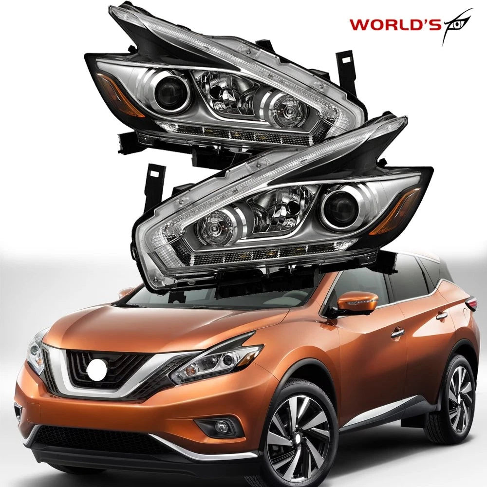 Set of 2 Halogen Headlights with LED DRL for Nissan Murano (2015–2018)