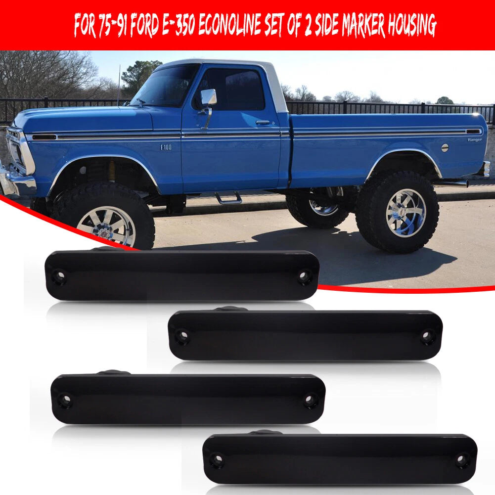 Set of 4 Smoke Front Rear Side Marker Light Housing for Ford F100 F150 F250 F350