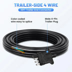 4 Way Trailer Connector Wiring Harness Extension Cable 10ft Heavy Duty