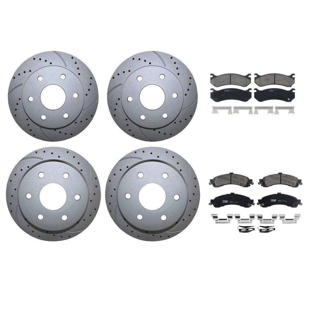 Front Rear Brake Kit with Drilled Rotors & TRW Pro Ceramic Pads for Tahoe Sierra 1500 (2007–2014)