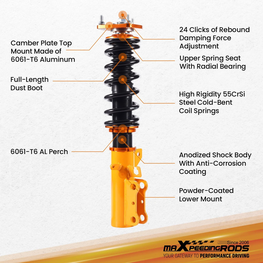 24 Level Adjustable Coilovers for Toyota Celica GT (1990–1999) FWD
