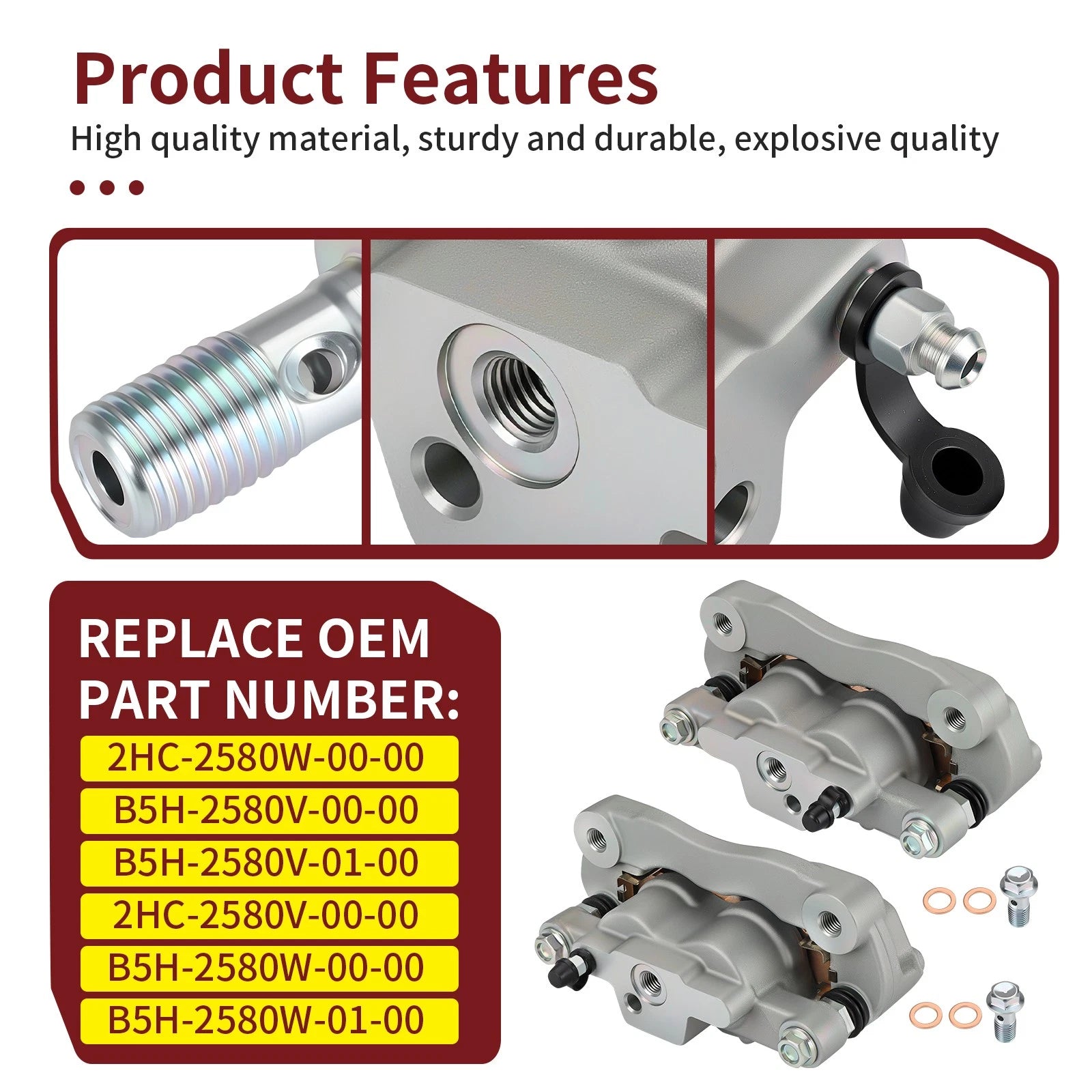 Rear Brake Calipers with Pads for Yamaha YXZ1000R (2016-2024)